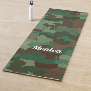 Cool green camo print yoga mat