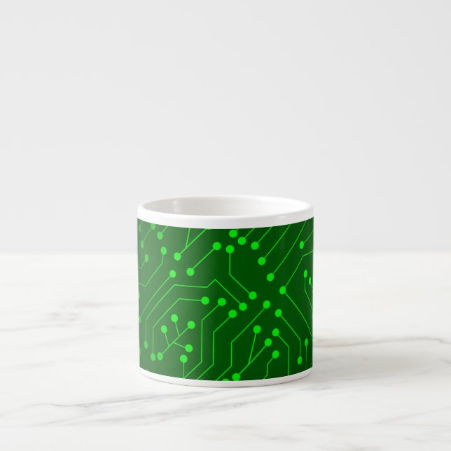 Cool Green Circuit Board Design Espresso Cup (Front)