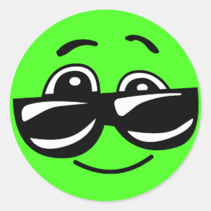 Cool Green Emoji with Sunglasses Classic Round Sticker