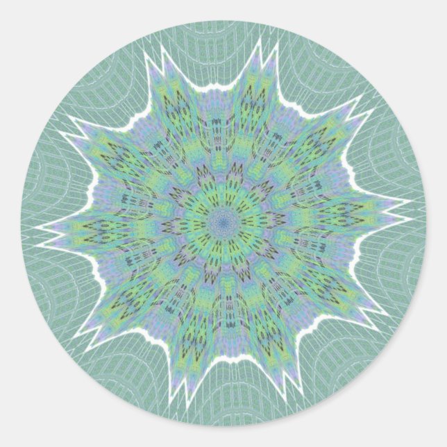 Cool Green Floral pattern Classic Round Sticker (Front)