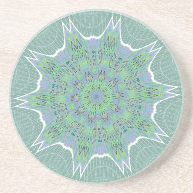 Cool Green Floral pattern Coaster (Front)