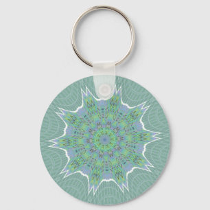 Cool Green Floral pattern Key Ring