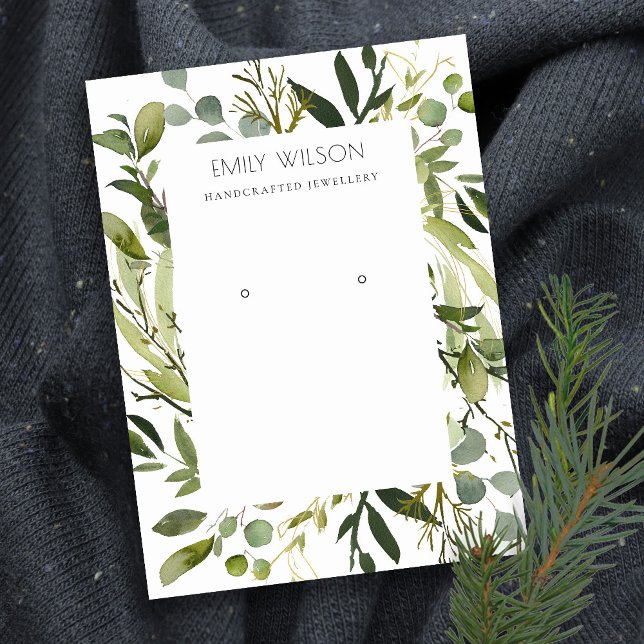 COOL GREEN FOLIAGE WREATH FRAME EARRING DISPLAY BUSINESS CARD (Creator Uploaded)