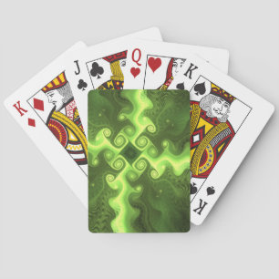 Cool Green Fractal Art Playing Cards