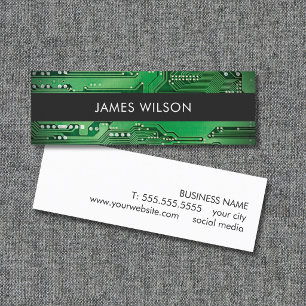 Cool Green Grey Circuit Consultant Mini Business Card