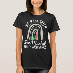 Cool Green Mental Health Awareness Month Rainbow R T-Shirt