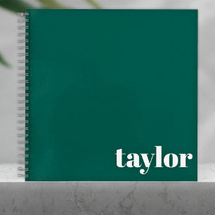 Cool Green Modern Minimalist Trendy Personalised Notebook