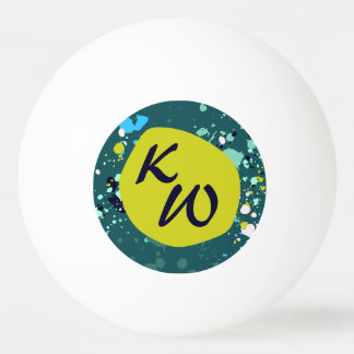 Cool Green Paint Splatter Initial   Ping Pong Ball