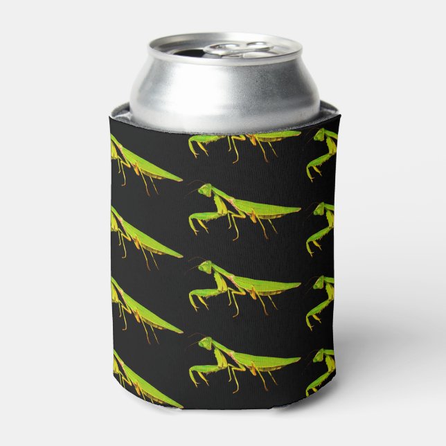 Cool Green Praying Mantis Can Cooler (Can Front)