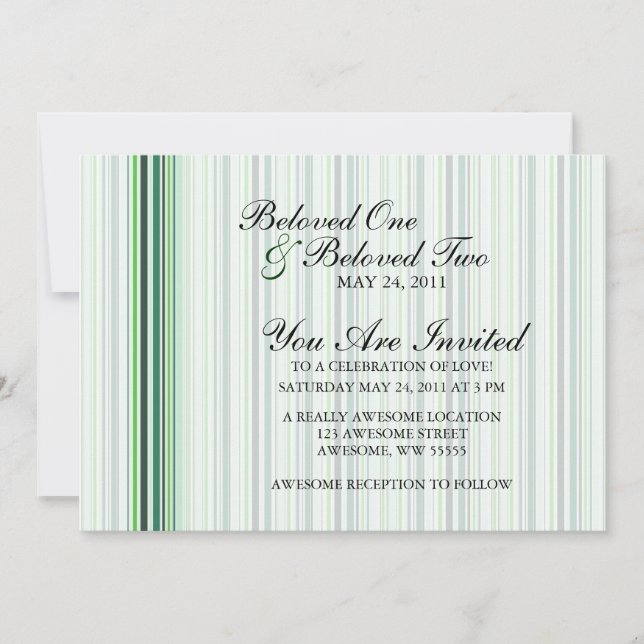 Cool Green Stripes Invitation (Front)