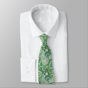 cool green tiled paisley pattern neck tie