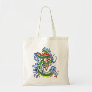Cool green water dragon tattoo bag