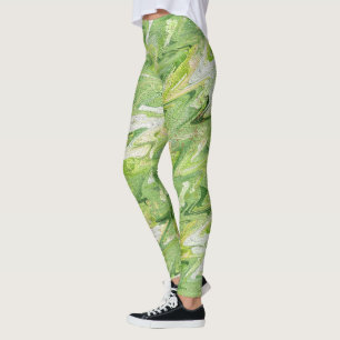 cool green white holidays christmas wave pattern leggings