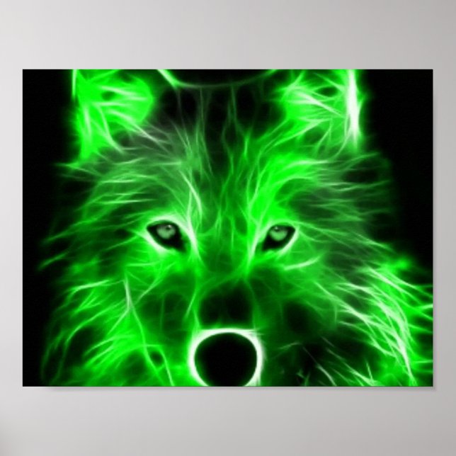 Cool green wolf poster (Front)
