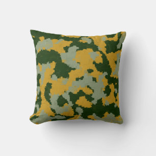 Cool Green Yelllow Grey Camouflage Pillow
