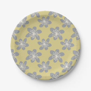 Cool Grey and Yellow Pattern Paper Plate