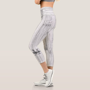 Cool grey bamboo wood print Monogram Capri Leggings