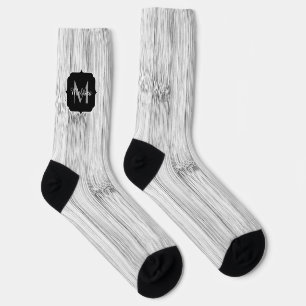 Cool grey bamboo wood print Monogram Socks