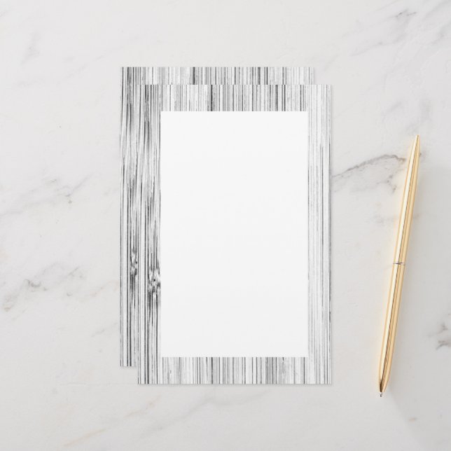 Cool grey bamboo wood print stationery (Front/Back In Situ)