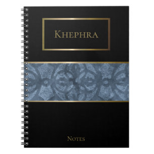 Cool Grey Batik Simple Name Notebook