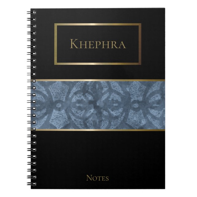 Cool Grey Batik Simple Name Notebook (Front)