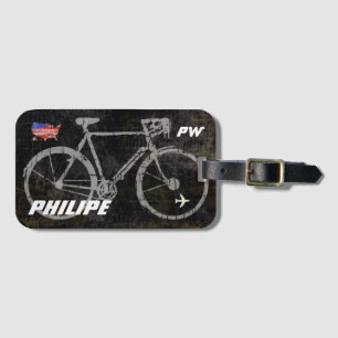 cool grey bicycle plane-travel luggage tag
