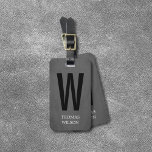 Cool Grey Black Bold Monogram Luggage Tag<br><div class="desc">Cool fully customisable luggage tag design with texture grey background and bold black monogram. Modern elegant design.</div>