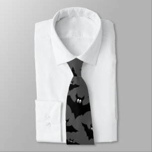 Cool grey black Flying bats Halloween pattern Tie