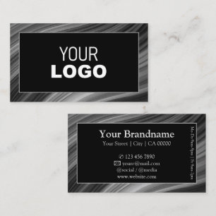 Cool Grey Black Wooden Wood Style Frame with Logo Business Card
