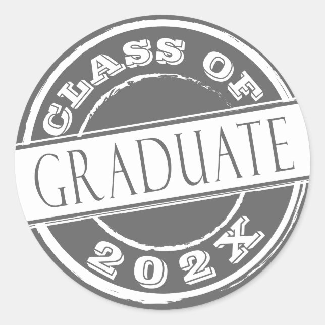 Cool Grey Class of Graduate  Classic Round Sticker (Front)