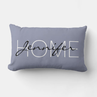 Cool grey colour home monogram lumbar cushion