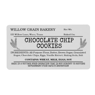 Cool Grey Cottage Chocolate Chip Cookie Label