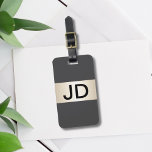 Cool Grey Faux Metal Stripe Bold Monogram Luggage Tag<br><div class="desc">Elegant customisable grey luggage tag with FAUX metal stripe and your bold monogram.</div>