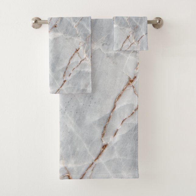 Cool Grey Gold Marble Stne Bath Towel Set (Insitu)