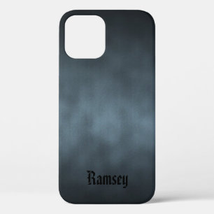 Cool Grey Goth Ombre Art with Your Name iPhone 12 Case