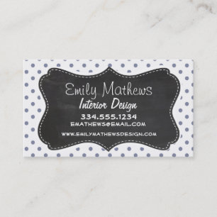 Cool Grey Polka Dots; Retro Chalkboard Business Card