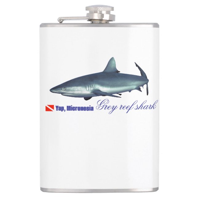 Cool Grey reef shark Hip Flask (Front)