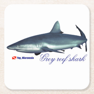 Cool Grey reef shark Square Paper Coaster