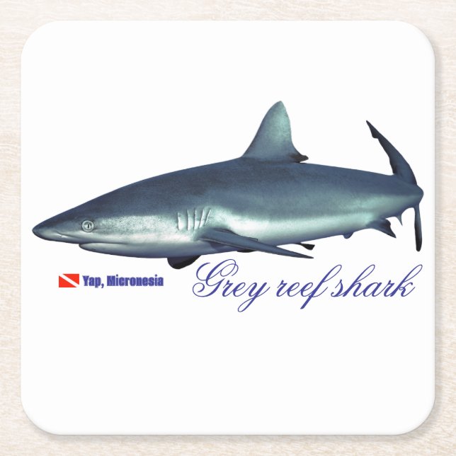 Cool Grey reef shark Square Paper Coaster (Front)