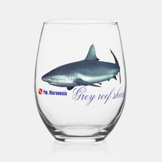 Cool Grey reef shark Stemless Wine Glass