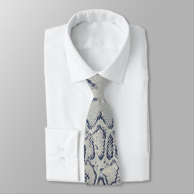 Cool Grey SnakeSkin Animal Print Tie (Tied)