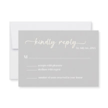 Cool Grey Trendy Script RSVP