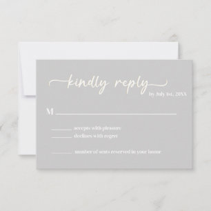 Cool Grey Trendy Script RSVP Card