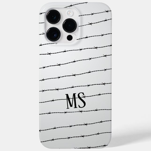 Cool grey white black barbed wire pattern Monogram Case-Mate iPhone Case (Back)