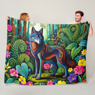 Cool Grey Wolf Fairy Animal Fleece Blanket