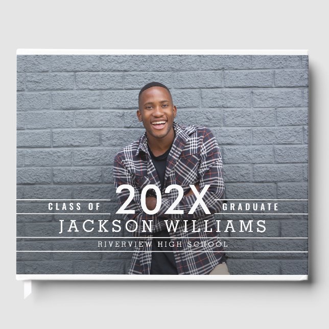 Cool Grids Graduation Party Guest Book (Front)