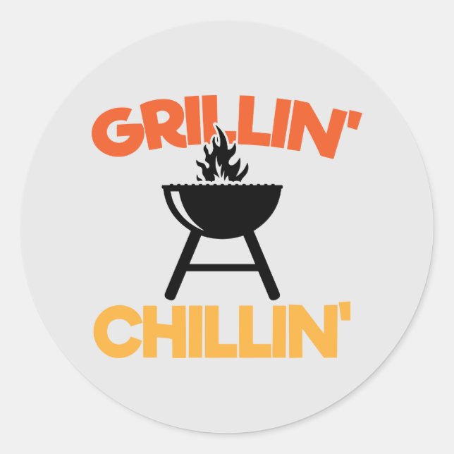 Cool Grillin Chillin word art  Classic Round Sticker (Front)