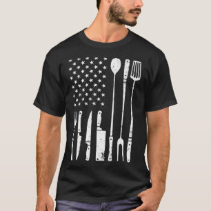 Cool Grilling For Men Women Us Flag Bbq Rbeque Smo T-Shirt