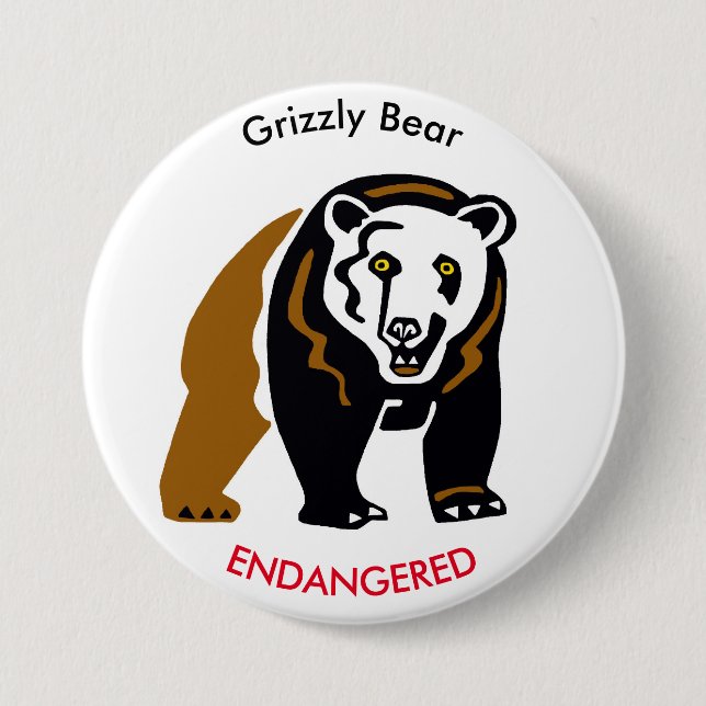  Cool Grizzly Bear - Endangered animal graphic - 7.5 Cm Round Badge (Front)