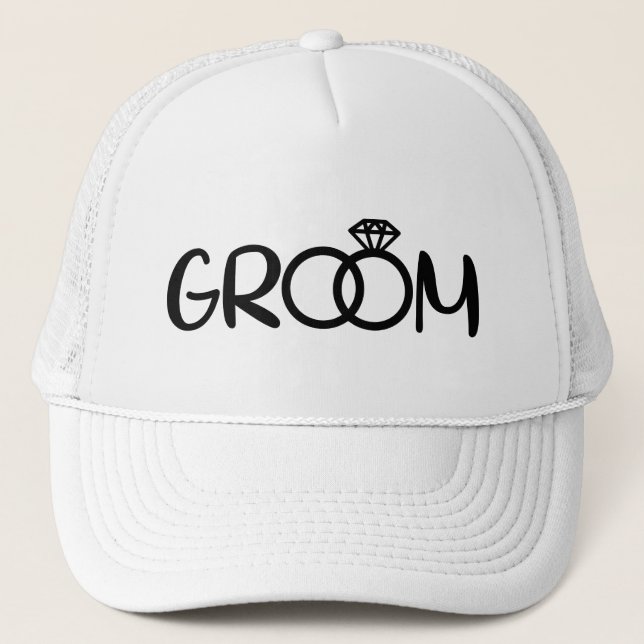 Cool Groom word art Wedding party  Trucker Hat (Front)